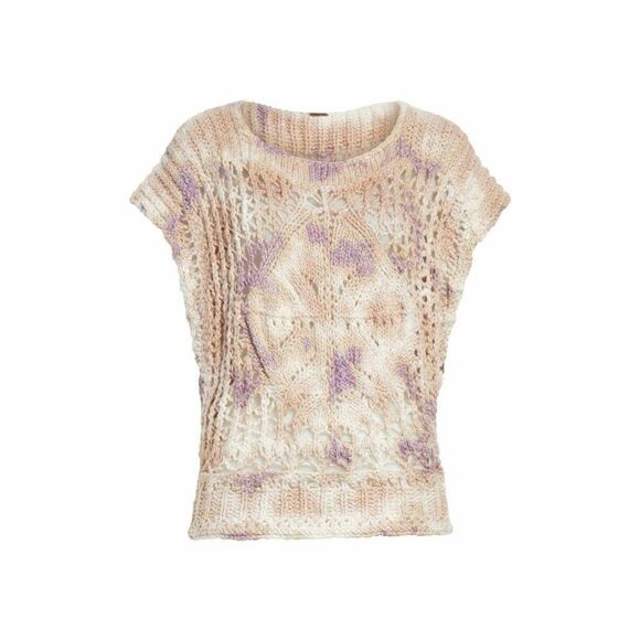 FREE PEOPLE $228 Diamond In The Rough Open Weave Sweater Top Medium Large - Picture 1 of 6